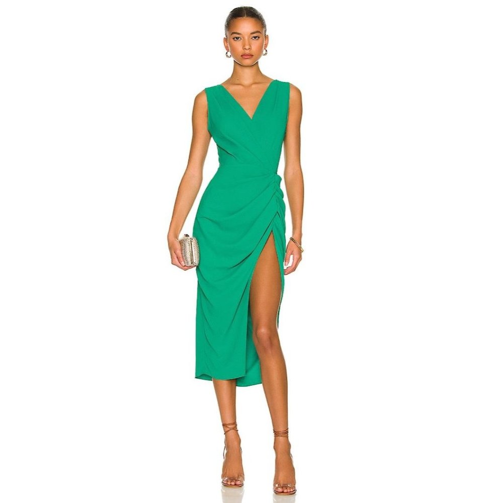 Amanda Uprichard Pomona Sleeveless Midi Cocktail Dress Dark Green Small